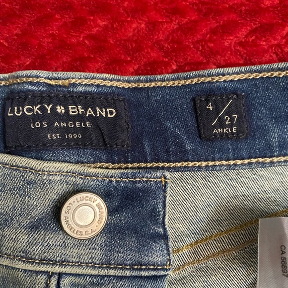 LUCKY BRAND Bridgette high rise lantern dark wash exposed button skinny jeans 4 - Picture 9 of 12